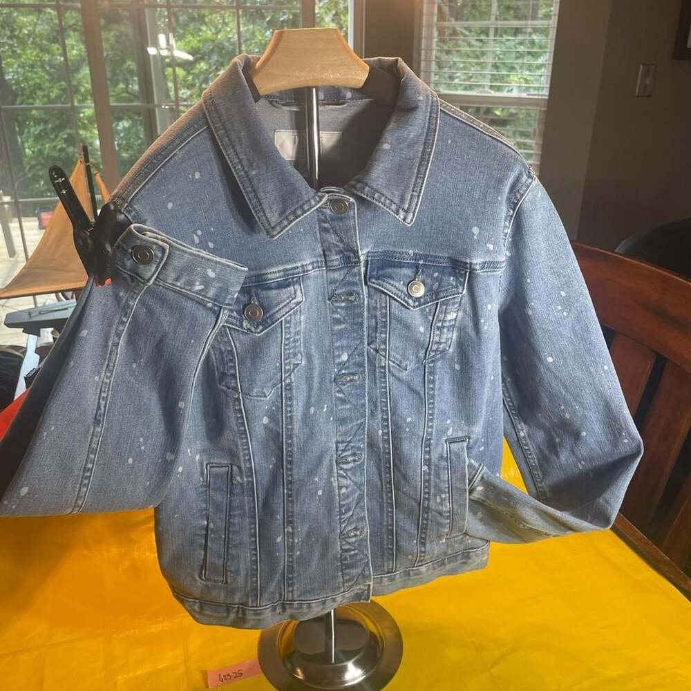 Time and Tru Denim Jacket Size S Paint Splatter